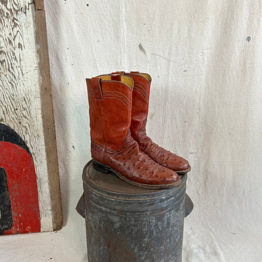 Ostrich Leather Cowboy Boots