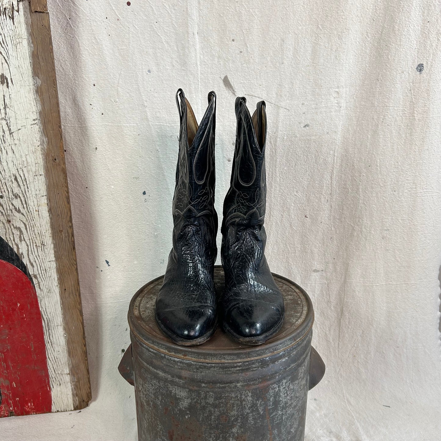 Black Leather Cowboy Boots