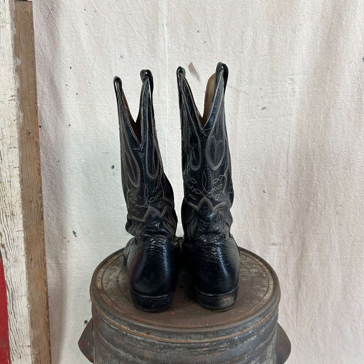 Black Leather Cowboy Boots