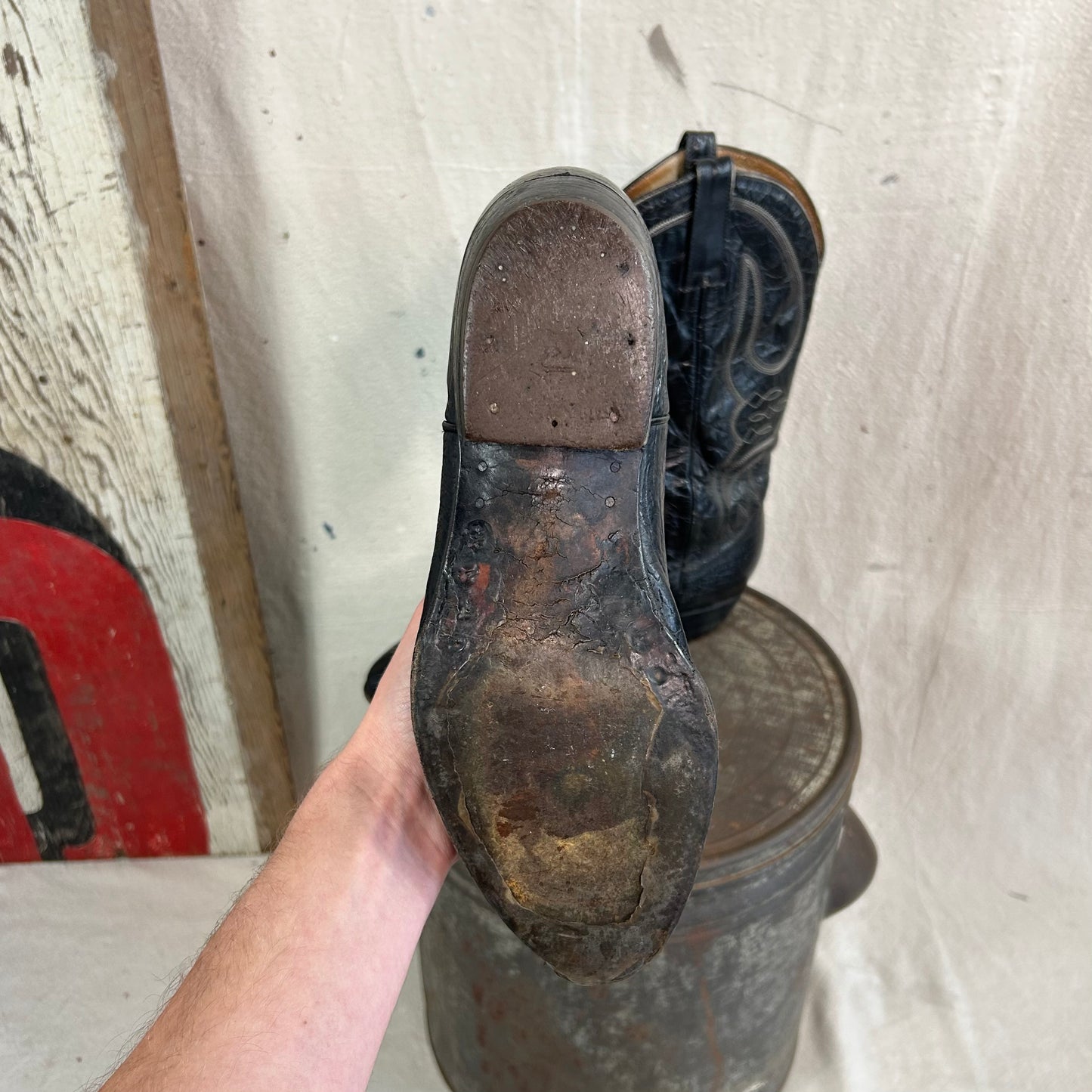 Black Leather Cowboy Boots
