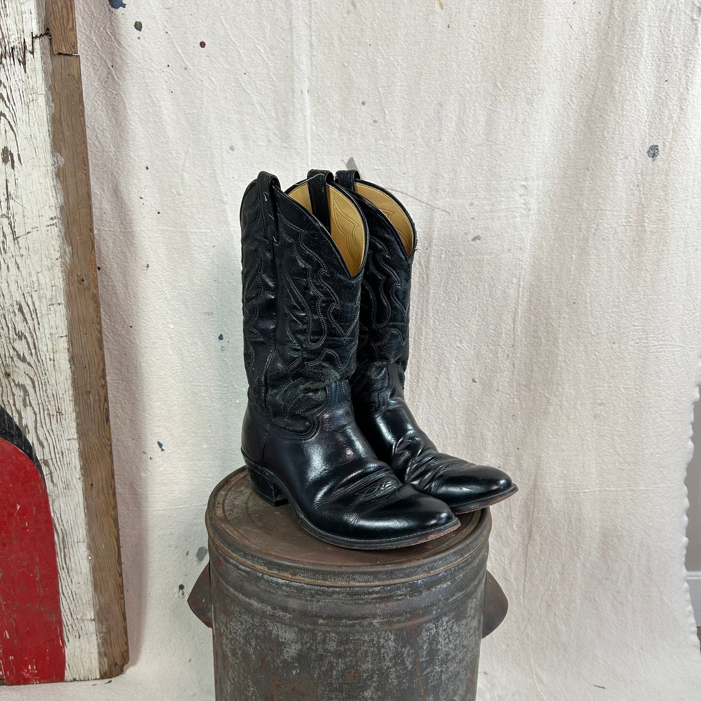 Black Leather Cowboy Boots