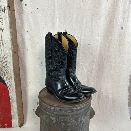 Black Leather Cowboy Boots