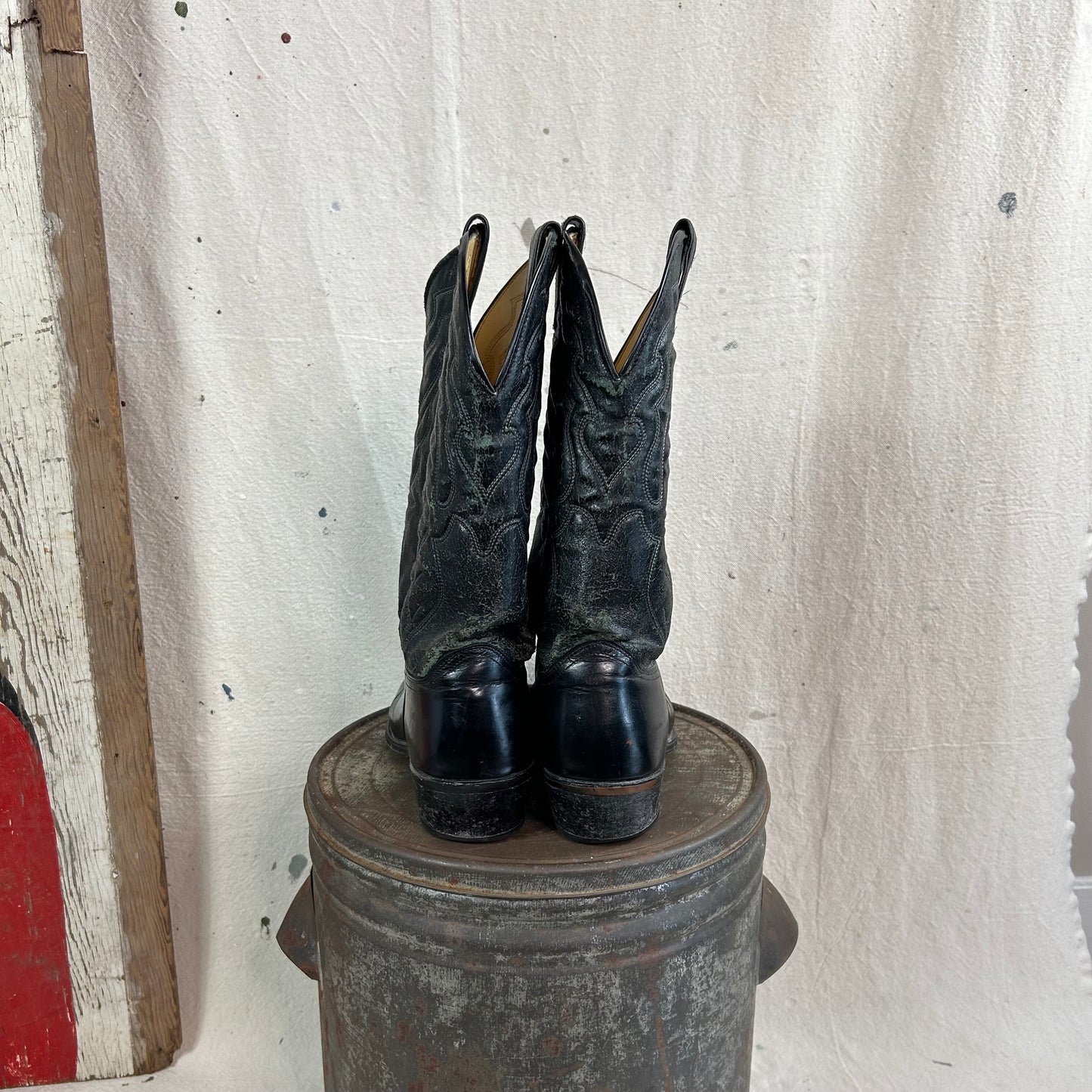 Black Leather Cowboy Boots
