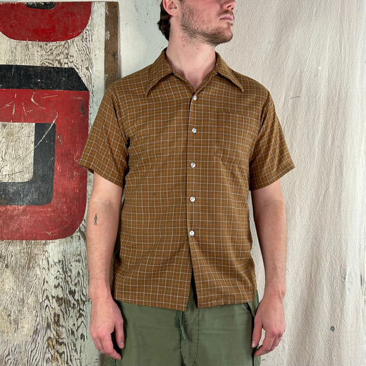 70's Brown Plaid Flannel
