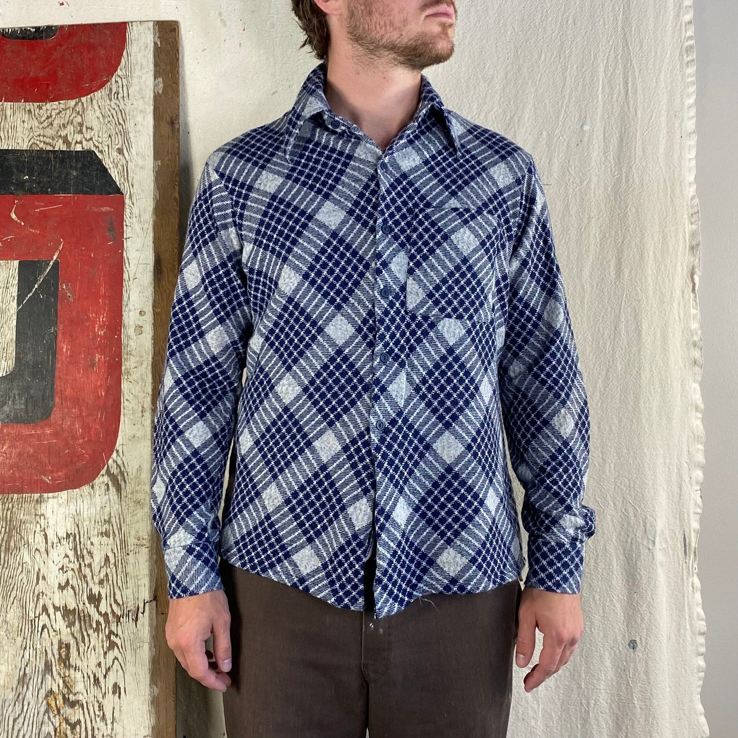 70's Plaid Button Up