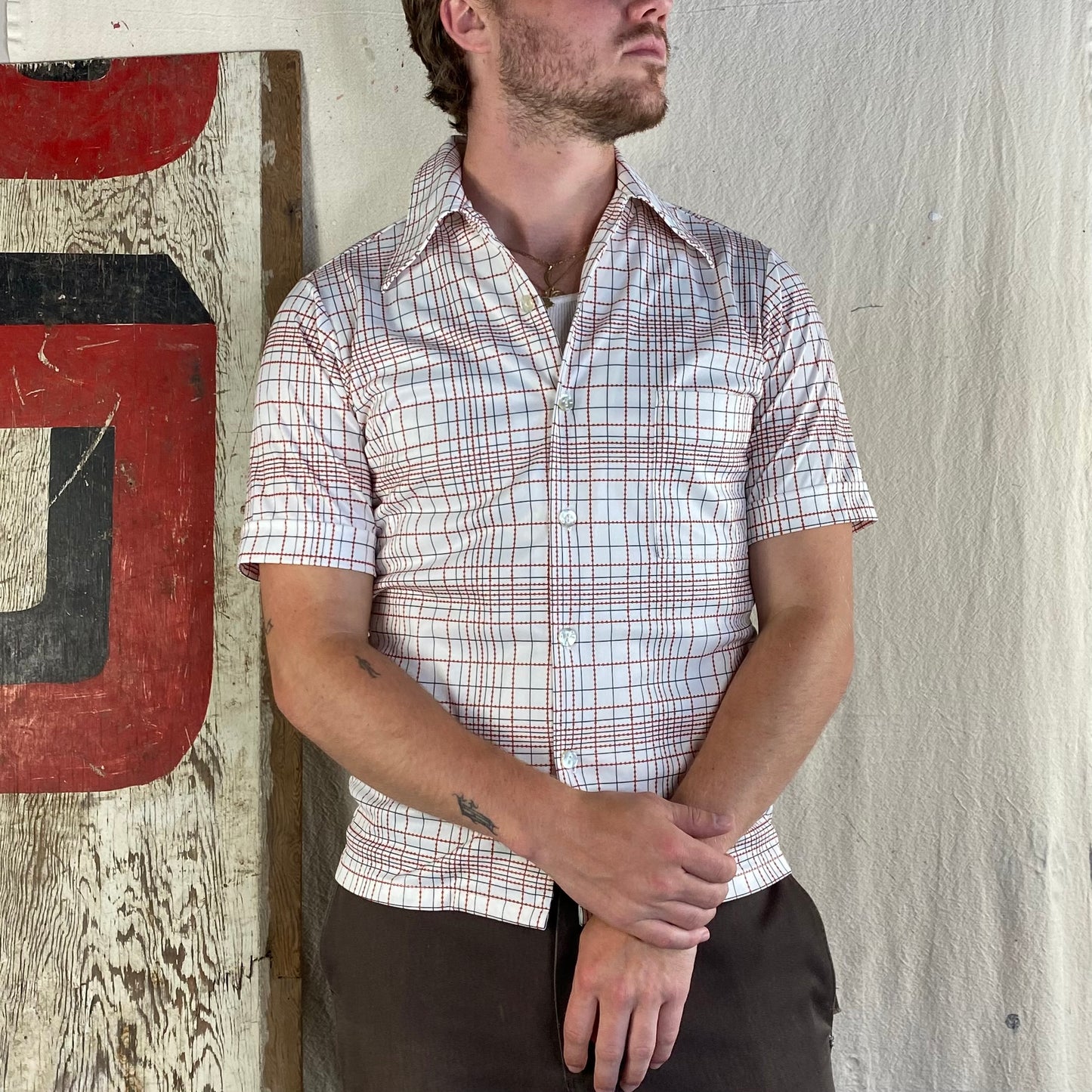 70's Polka Dot Grid Top
