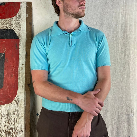 60's Teal Checkered Knit