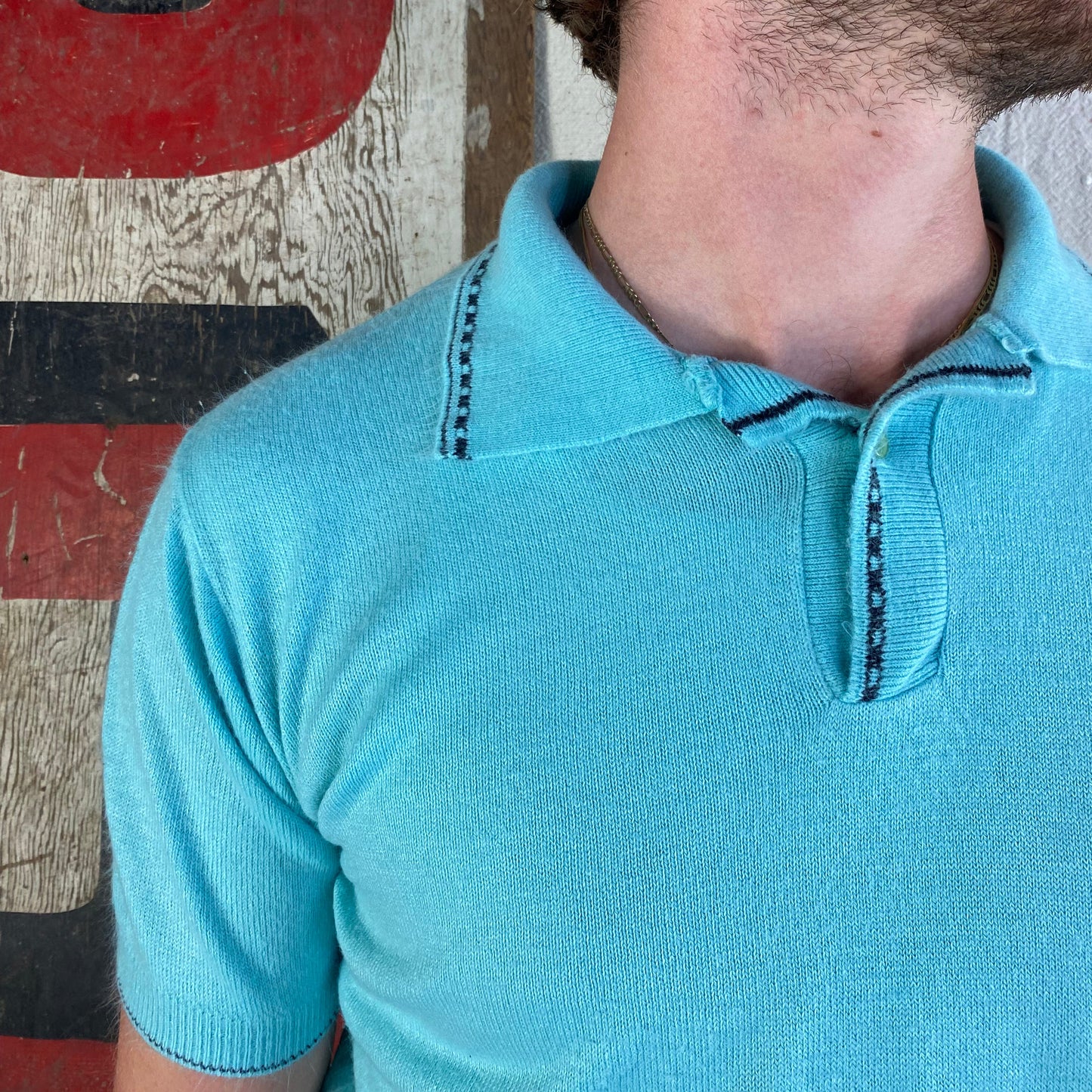 60's Teal Checkered Knit