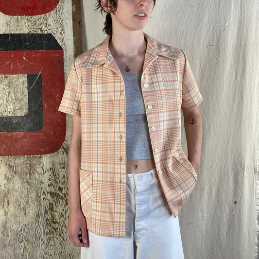 70's Creamsicle Plaid Top