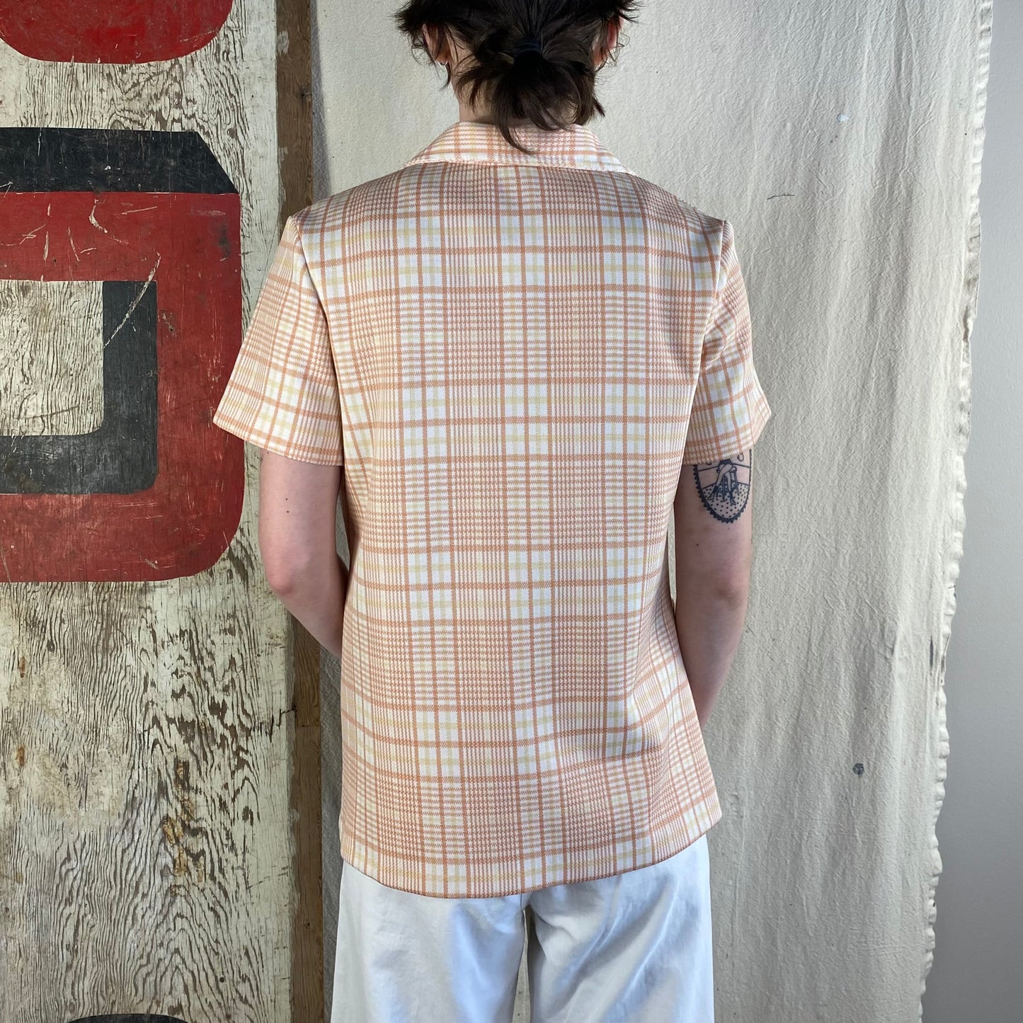 70's Creamsicle Plaid Top