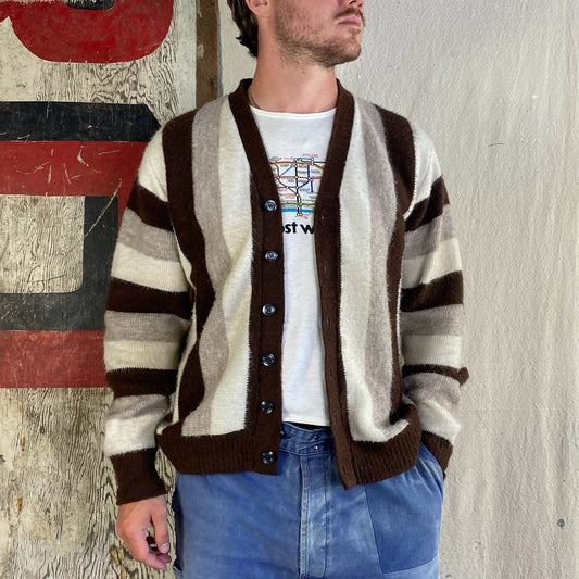 60's Brent Striped Shaggy Cardigan