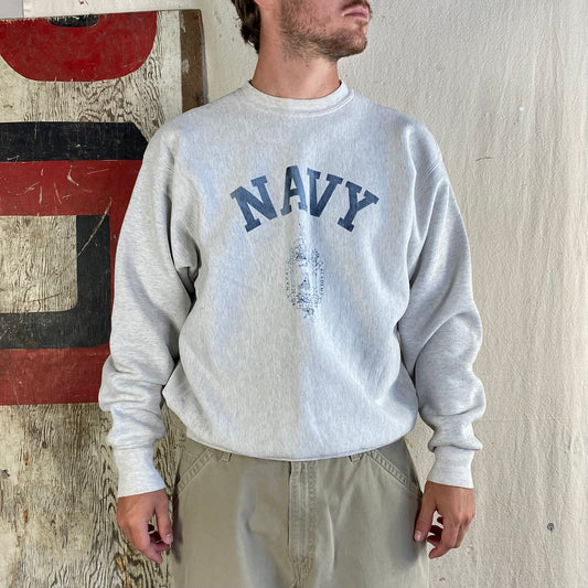 90's Navy Reverse Weave Crew