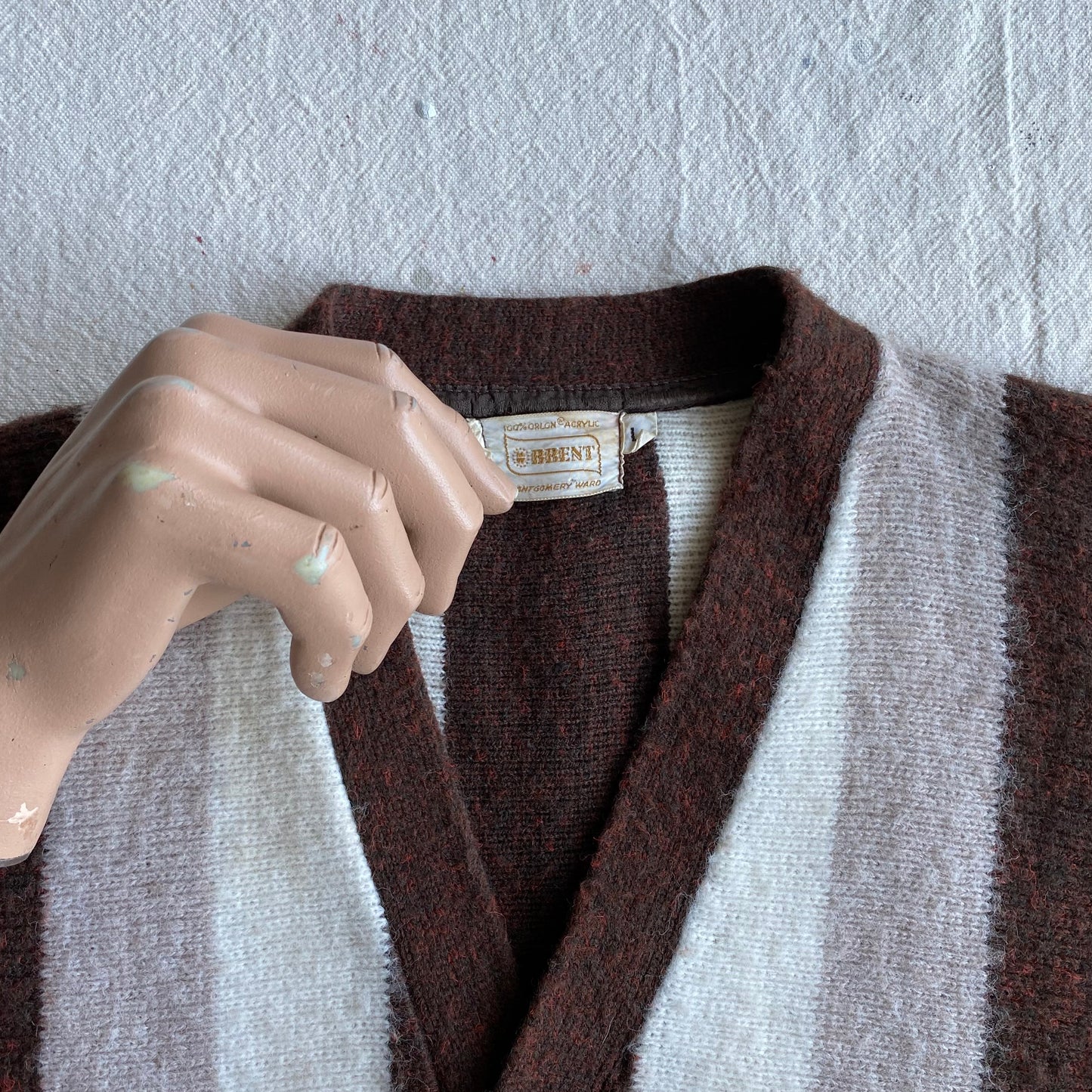 60's Brent Striped Shaggy Cardigan