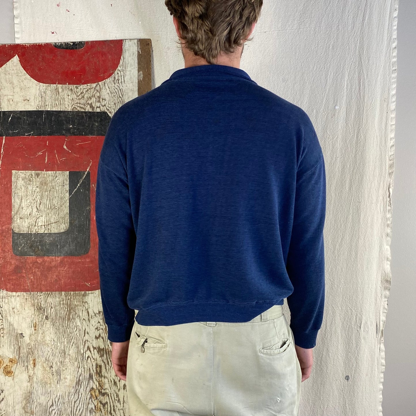 60's Thrashed Navy Quarter Zip