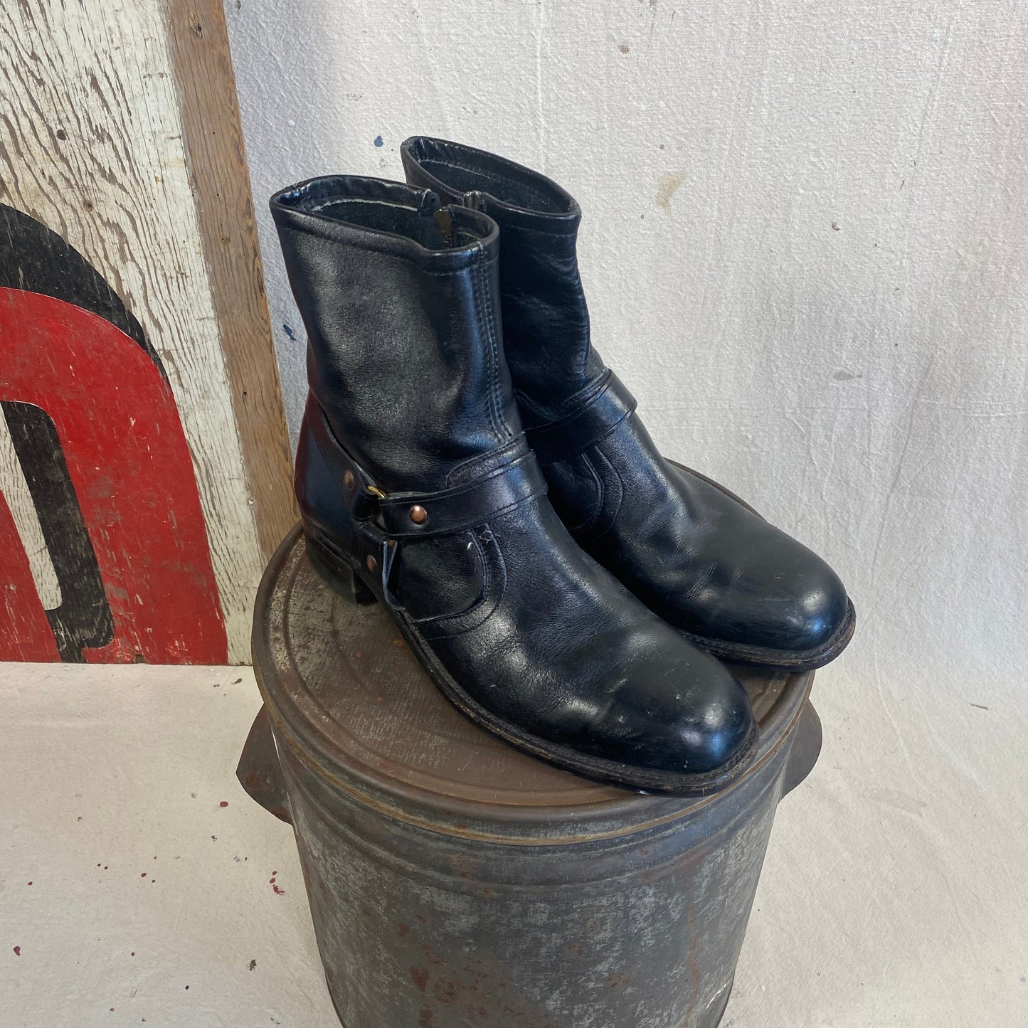 Steel Toe Leather Harness Boots
