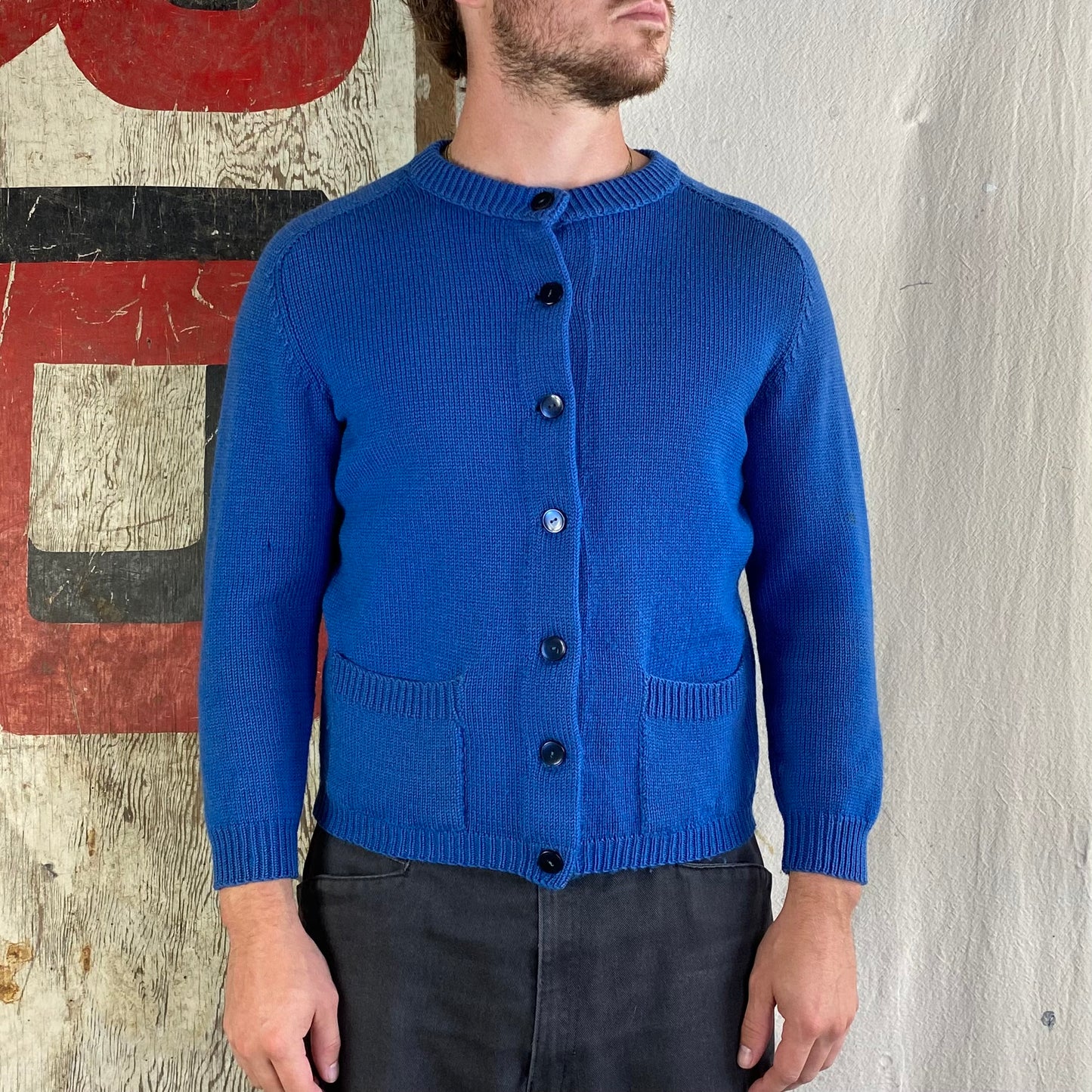 70's Blue Acrylic Cardigan
