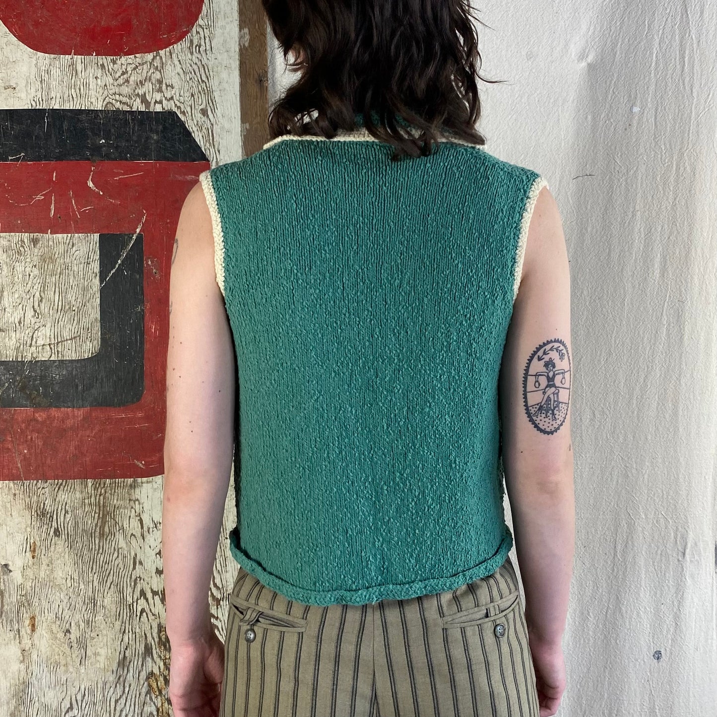 Vintage Hand Made Green Knit
