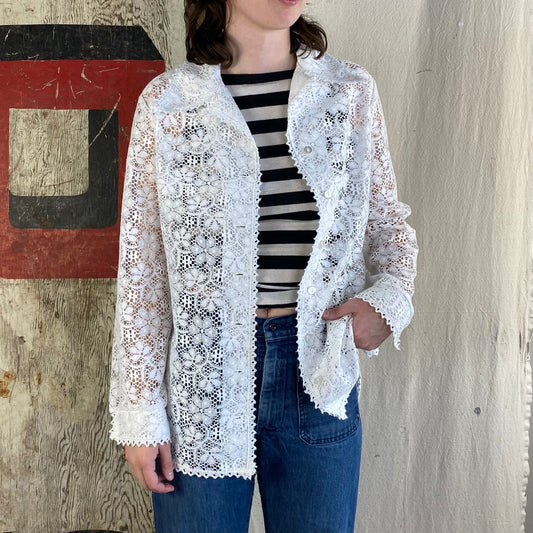 70's Lace Button Up
