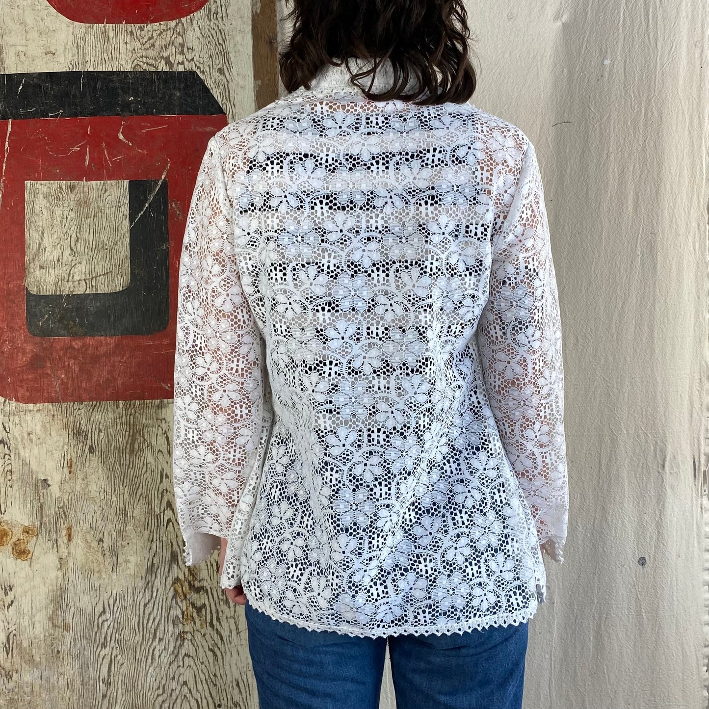 70's Lace Button Up