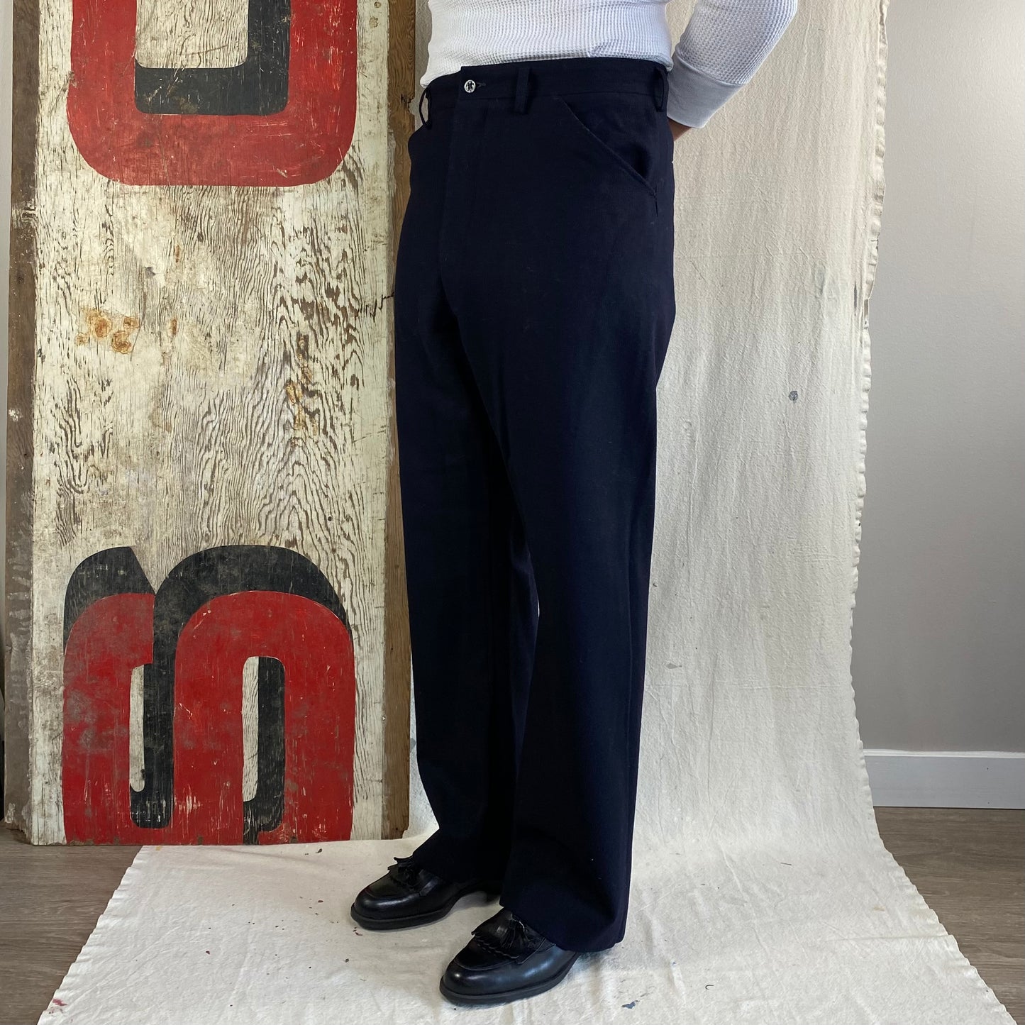 60s Navy Wool Trouser