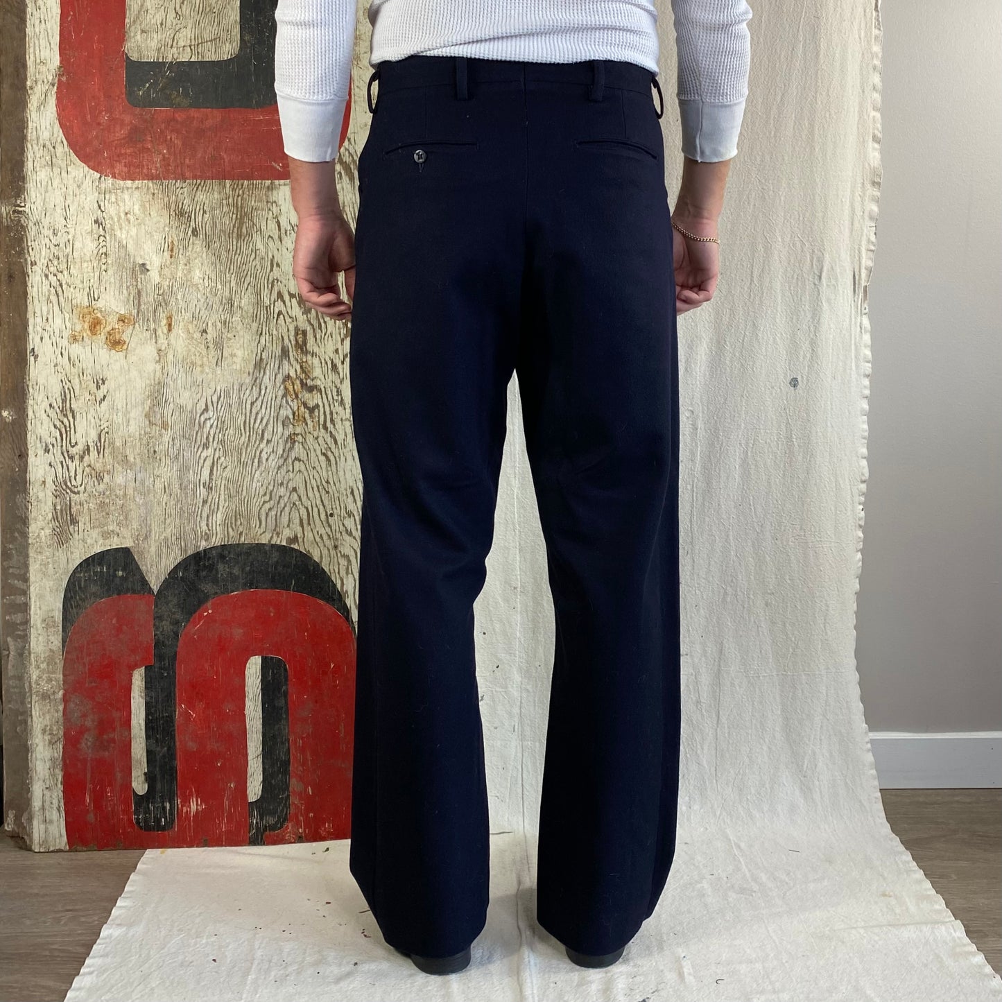 60s Navy Wool Trouser