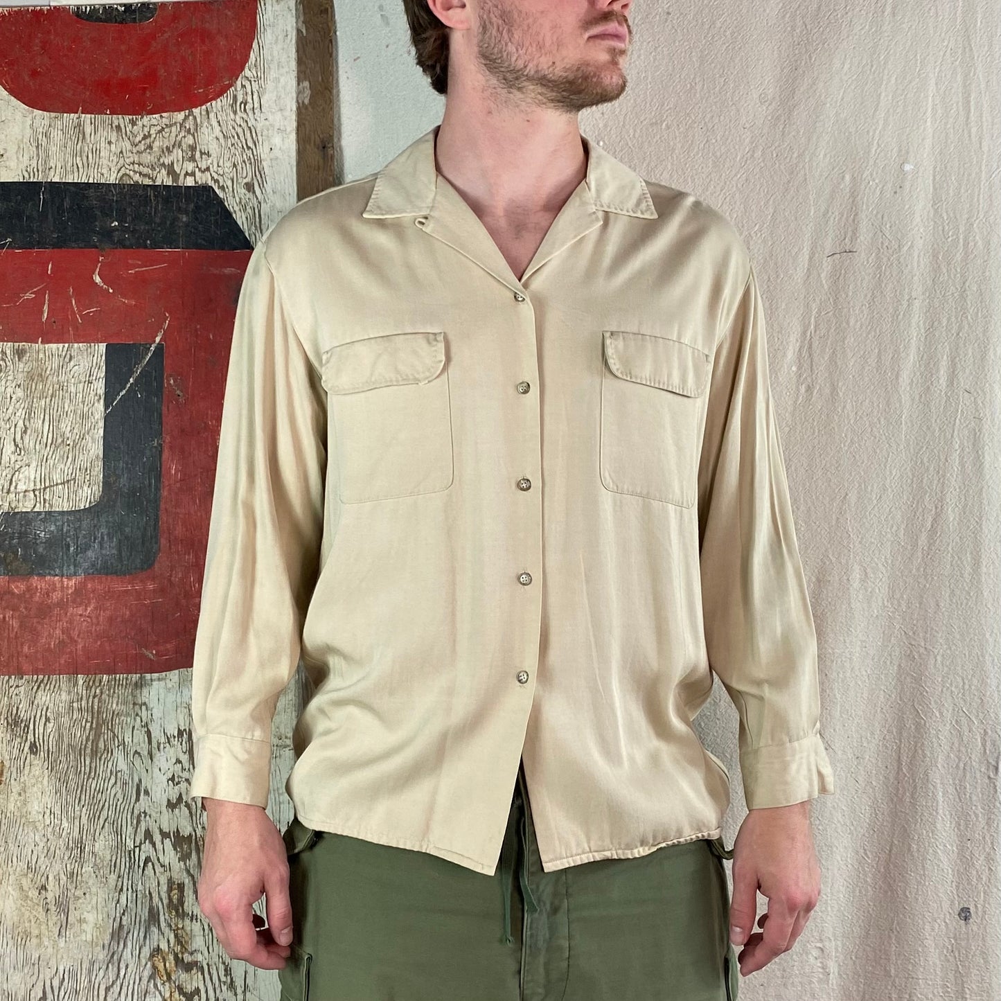 50's Loop Collar Gabardine Shirt