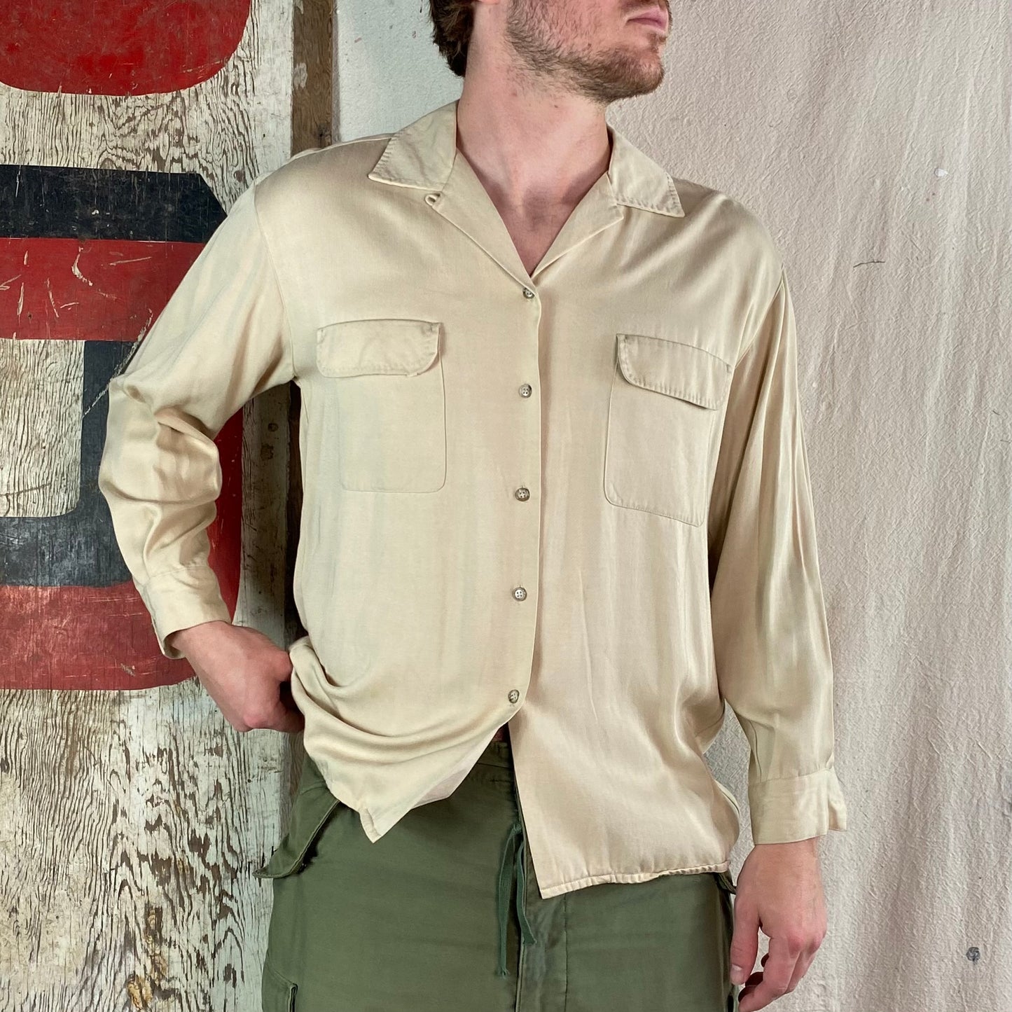 50's Loop Collar Gabardine Shirt