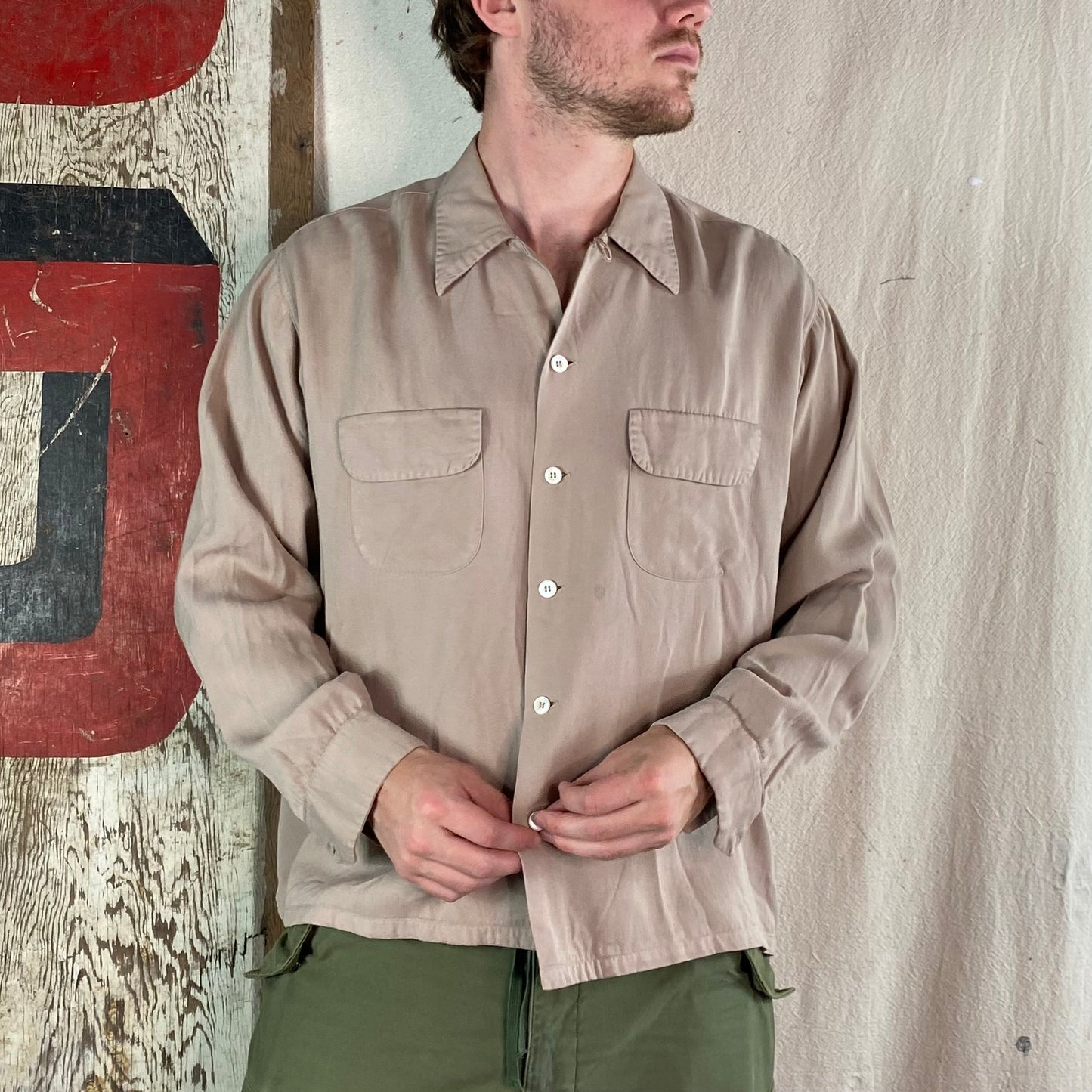 50's Loop Collar Gabardine Shirt