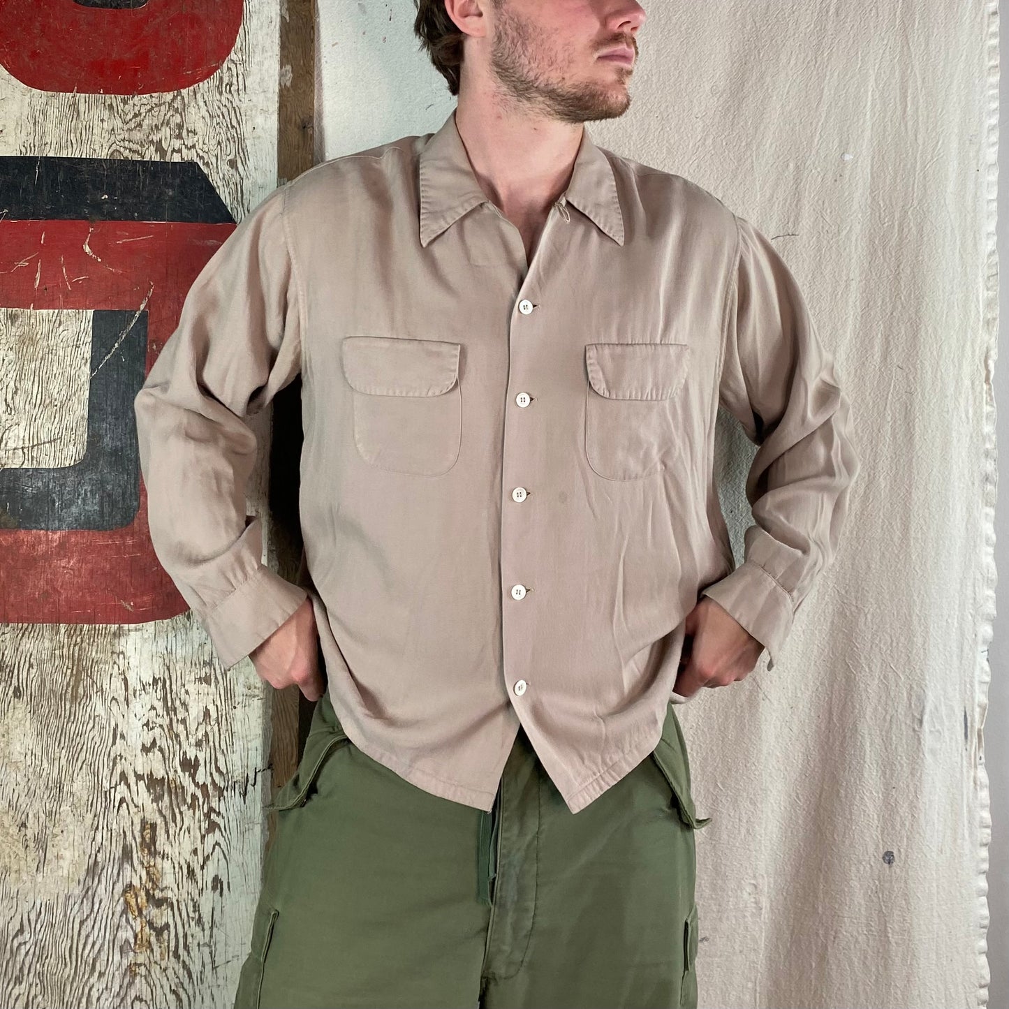 50's Loop Collar Gabardine Shirt