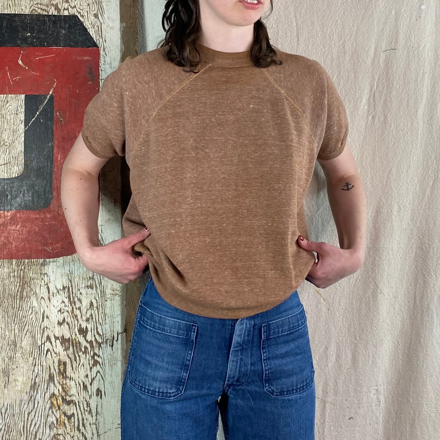 70's Brown Short Sleeve Sweat