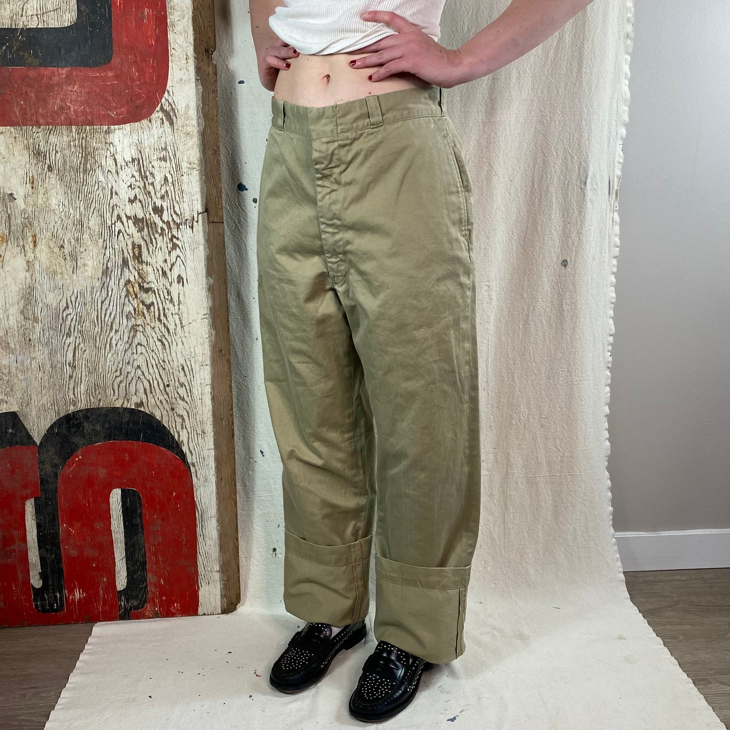 60's Cotton Khaki Trouser
