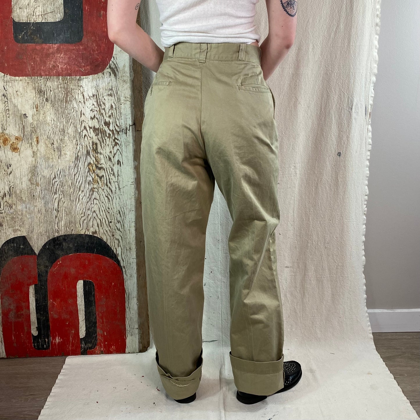 60's Cotton Khaki Trouser